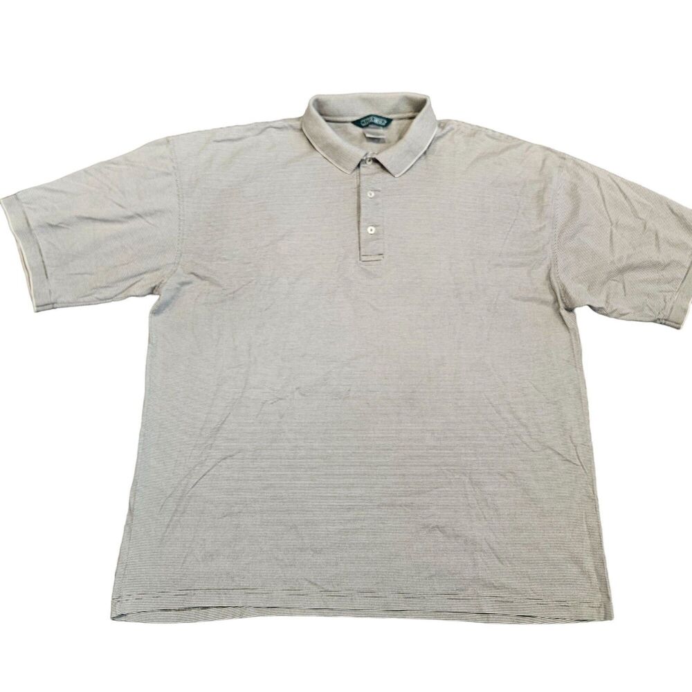Outer Banks Men's Gray Striped Short Sleeve Polo Shirt Size 3XL Pima Cotton